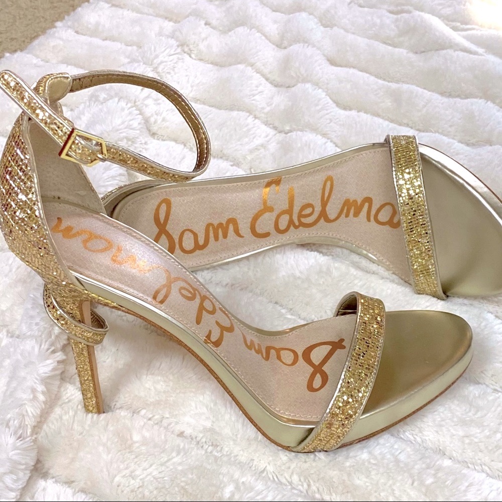 Sam Edelman Sparkly Gold Strappy Heels